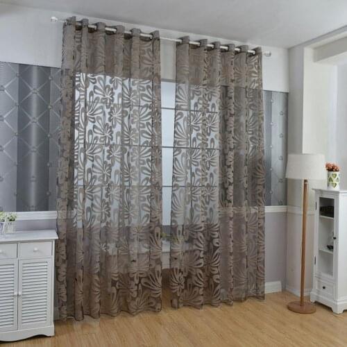 Window Tulle Curtain Breathable Polyester Flower Pattern Semi Sheer Window Curtains Living Room Bedroom For Home Decorations
