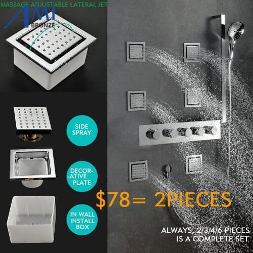 2 pcs of 4" message shower head side sprayer adjustable in wall rotating