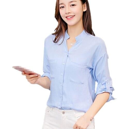 ZB2221 Spring summer 2020 new Korean version women fashion pure color long sleeve casual shirt cheap wholesale