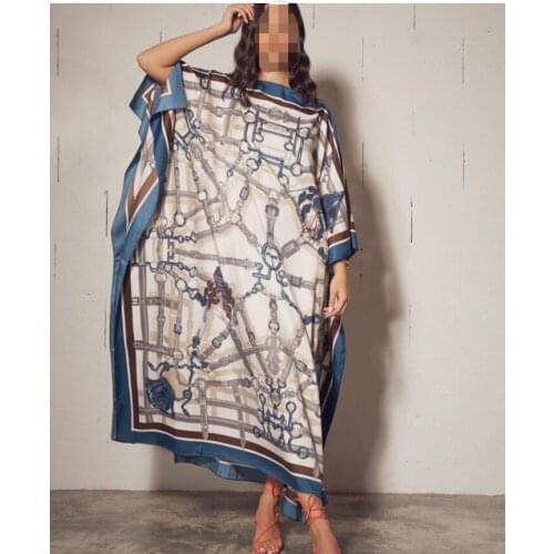 Oversize Summer European printed Abaya Short Sleeve Dashiki African women Floral Robe Sundress Bohemian maxi dresses for