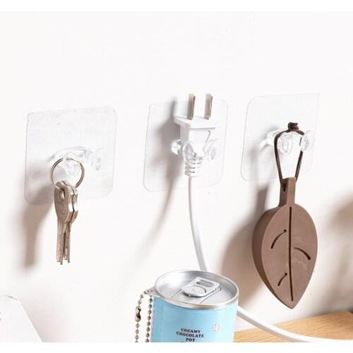 1/5/10pcs Plug Hook Free Punching Transparent and Seamless Paste Power Cord Socket Hanger Data Cable Hook Bathroom Hooks
