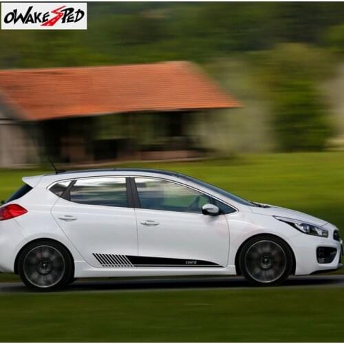 1set Car Body Door Side Stripes Skirt Decor Sticker Auto DIY Vinyl Decals Sport Stickers For KIA Ceed Accessories