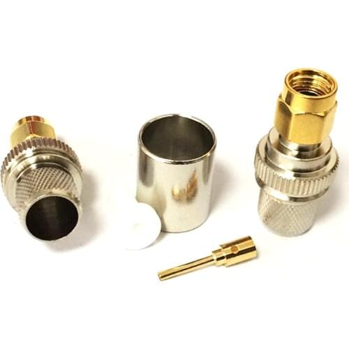 1pc RP-SMA Male Plug RF Coax Modem Convertor Connector Crimp RG8,RG213,LMR400 Straight Nickelplated NEW wholesale