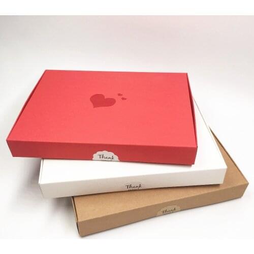 12pcs Kraft Paper Packaging Boxes 20*15*2.5cm Thermoprinting Love-Heart Wedding Gift Boxes,Natural Silk scarf Packing Boxes