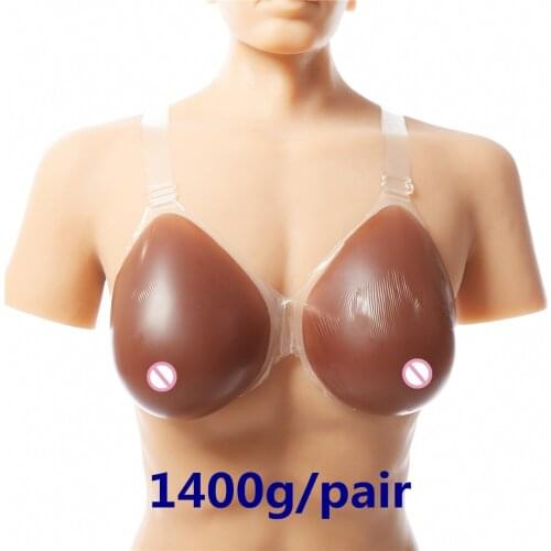 1400g/pair Strap On Silicone Breast Form Artificial Breast Silicone Boobs Men Falses Breast