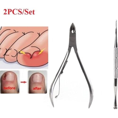 2PCS Ingrown Foot Care Tool Toe Nail Correction Nippers Clipper Cutters Dead Skin Dirt Remover and Paronychia Podiatry Pedicure