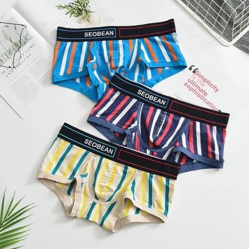 SEOBEAN 2021 Sexy Underwear Men Panties High Quality Gays Boxers Cotton Boxer Shorts Low-rise man underwear for Male