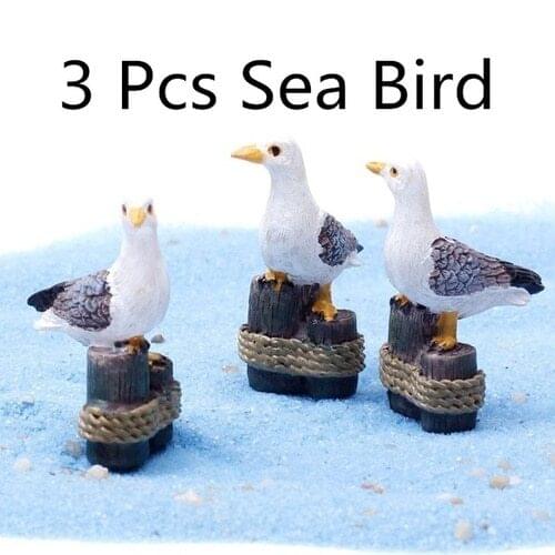 3PCS Sea Bird Seagull Stand Stump Miniature Fairy Garden Houses Decoration Mini Craft Micro Landscaping Decor DIY Accessories