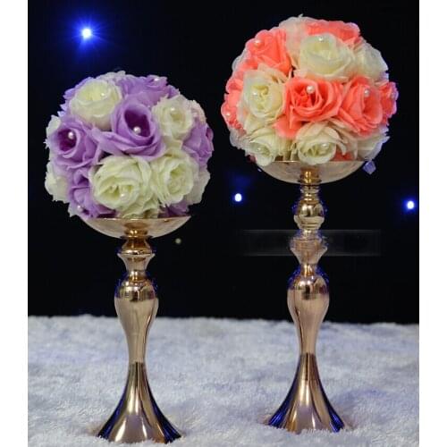 30cm 10pcs/lot high wedding kissing ball stick European classical GOLDEN candle stick/ wrought iron candle sticks without flower