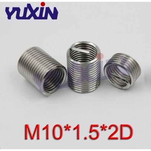 50Pcs M10*1.5*2D Screw Thread Insert A2 Stainless Steel 304 Fasteners Repair Tools Kit Coiled Wire Helical Screw Sleeve Set