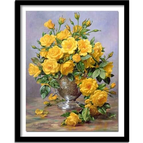 5D diamond embroidery flower diamond cross stitch crystal square diamond sets unfinished decor diy diamond painting yellow rose