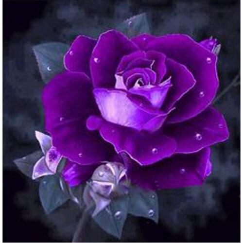 5D DIY Diamond Painting Purple Rose Cross Stitch Diy Diamond Mosaic Handmade Kits Diamond Embroidery Rhinestones Paintings