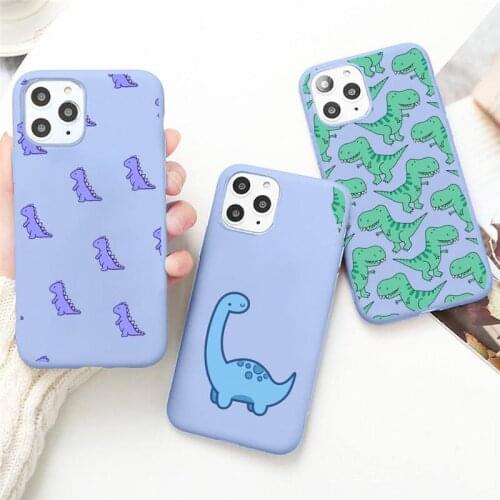 Dinosaur cartoon animal kawaii funda cover coque Phone Case Candy Color for iPhone 6 7 8 11 12 s mini pro X XS XR MAX Plus