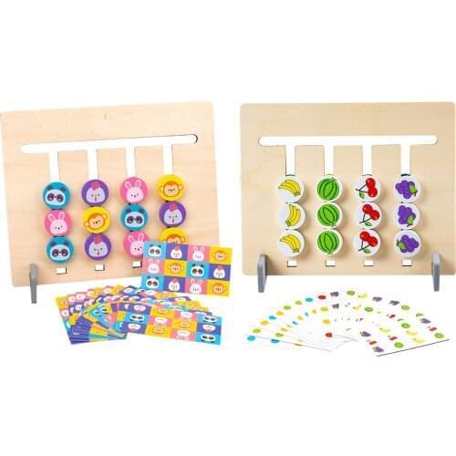 Kids Wooden Montessori Toy Colors and Fruits Double Sided Matching Game Logical Reasoning Training Children Educational Toys