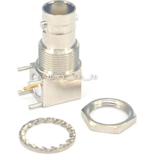 BNC female connector BNC Jack bulkhead with nut PCB mount right angle connector