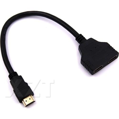HDMI-compatible 1 Male To Dual HDMI 2 Female Y Splitter Cable Adapter in HD 1080p for HDTV PC LED LCD TV Xbox DVD Players 30cm