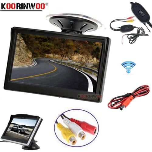 Koorinwoo HD 5" Digital Color TFT 800*480 LCD Car Mirror Monitor Screen 2 Video Input Wireless Window In Dash Parking Assistance