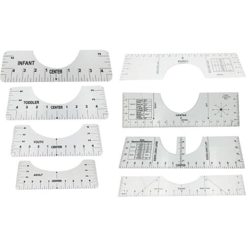 50LF Tshirt Ruler Guide Tool T Shirt Alignment Tool with Clothing Size Chart for T-Shirt Alignment HTV Tool T Shirt Placement