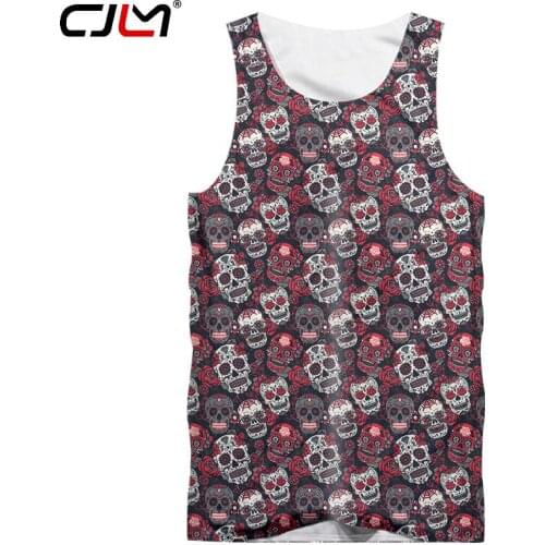 CJLM Men Tank Fashion Full Print Skulls Flowers 3D Tank Tops Hombre Hip Hop Streetwear Sleevelss Gyms Undershirt Man Singlets