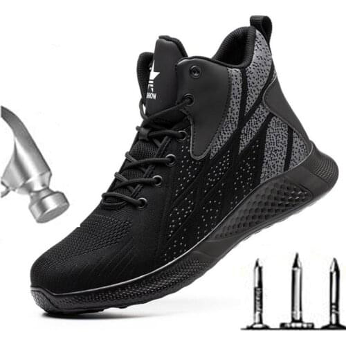 Fashionable work safety shoes mens steel toe cap protective indestructible work boots safety boots sports shoes H343