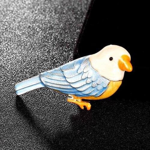 Zlxgirl jewelry 12pcs/lot Wholesale Enamel birds brooches For mens Kids gifts men gold color pin Brooch hats accessory broches