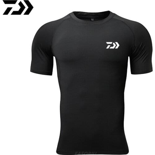Daiwa Mens Outdoor Sports Mountaineering Fishing Short Sleeve T-shirt Fitness Clothes Quick Drying Breathable Fishing T-shirt
