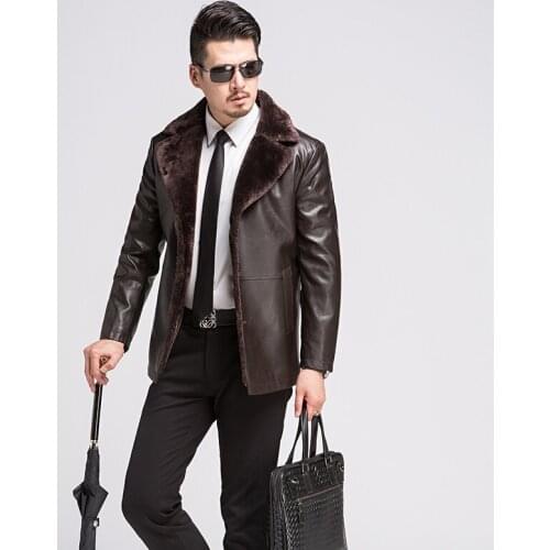 Autumn Winter new style for men man leather Fleece coats fashion turn Down collar suede Plush Leather jackets thicken outerwear