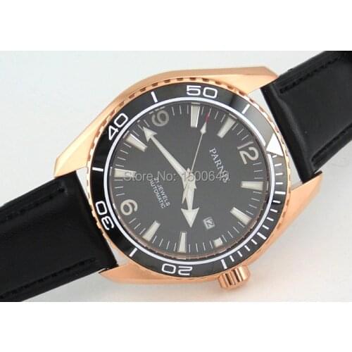 E1244 Parnis 45mm mechanical Ceramic Bezel Sapphire Glass Mens Automatic Watch
