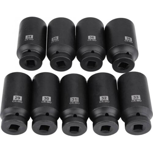 9Pcs 1/2" Inch Drive Axle Hub Nut Hex Socket Set 29mm 30mm 31mm 32mm 33mm 34mm 35mm 36mm 38mm