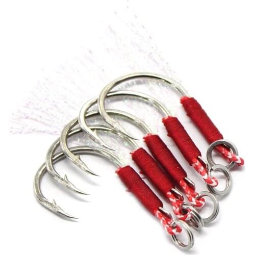 5Pcs/lot Fishing Hooks Set Barbed Single Circle Carp Fishinhook Fly Fishing Tackle With Thread Feather Roped 0.3g 0.4g 0.6g 0.9g