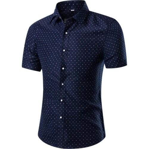 New mens brand business Slim short-sleeved dress shirt European fashion printing casual Hawaii short-sleeved shirt 12 colors