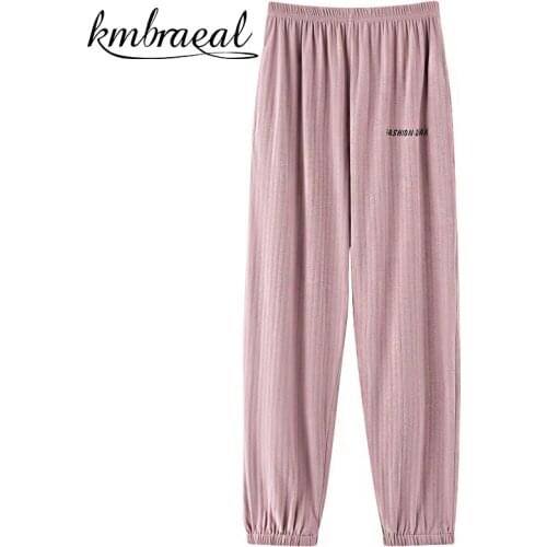 Sleep Wear with Long Cotton Pant for Women Solid Pajama Trousers Bottom Womens Casual Homewear Lounge Outwear Plus Size M-4xl