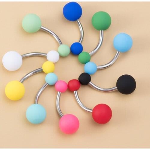 Wholesale Solid Color Acrylic Navel Ring Earring Belly Bars Pircing Piercing Belly Button Surgical Steel Fashion Body Jewelry