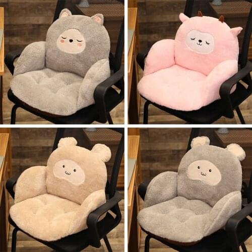 Chair Seat Cushion Cartoon Animal Plush Pink Non-Slip Students Lumbar Support Pillow For Office Sedentary Butt Mat 35*35*55CM