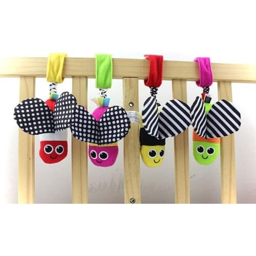 New Cute Baby Rattles hanging Bee with sound Cute Animal Infant Baby Crib Stroller Toy 0-12 months Plush Butterfly Bed Play Doll