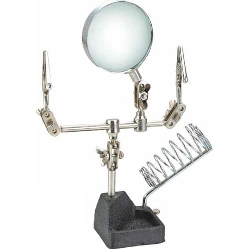 Repairing Helpng Hand Magnifier with Clip and Spring Help Soldering Iron Table Stand Optical Glass Lens Magnifying Galss 2.5x