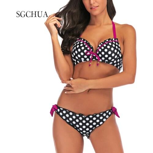 Sexy Dot Printed Pattern Bikini Women 2020 Two-PieceSwimsuit Push Up Swimwear Set Halter Retro Bathing Suit Swim