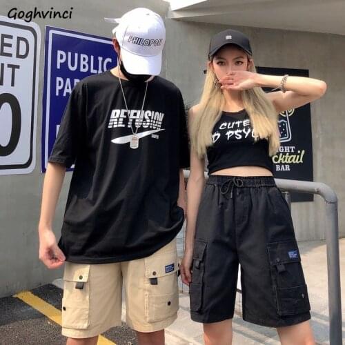 Shorts Women Summer BF Safari-style Vintage Lace-up Elastic-waist Students Loose Straight Hip-hop Harajuku Ins Unisex Fashion