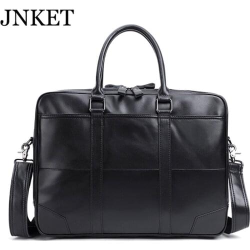 JNKET New Retro Men Cow Leather Business Bags Laptop Bag Shoulder Bag Sling Bag Crossbody Bags Large Capacity Bag