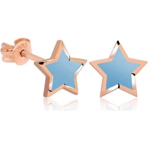 Tevuli 925 Sterling Silver Highlighter Blue Star Earrings