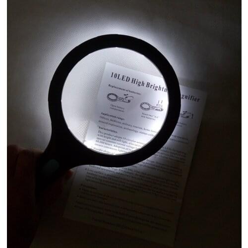 1.8X 5X 138mm Big Lens Handheld Illumination Magnifier Reading Magnifying Glass with LED Lights Magnifying Glasses Loupe