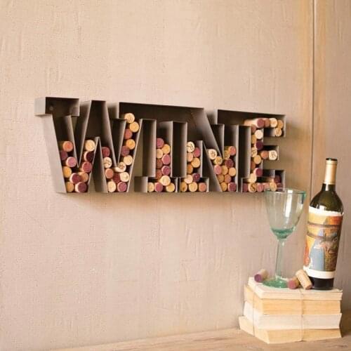 Wine Cork Holder Creative Wall Hanging American Village Retro Industrial Style Decoration Wall Shelf Home Decor Hanging Rack