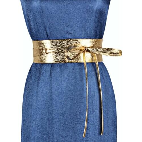 Leather wide corset strap belt for women Body shaping Slimming Cummerbund Girdle Belt lady dress ties bow Waistband Accessories