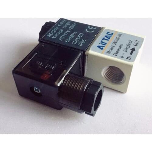 Air Solenoid Valves 2V025-08 2 Position 2 Port 1/4" Normally Closed Pneumatic Control Valve DC12V DC24V AC110V AC220V