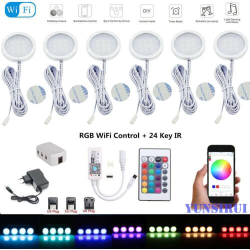 Wifi Magic Home APP + 24Key Remote Control RGB LED Under Cabinet Light Dimmer Kitchen Counter Furniture Kit For Alexa Google