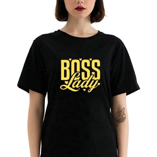 Boss Lady Gold Printing Female Tshirts Summer Cotton O-neck Casual Lady Tops Funny Letters Fashion Streetwear Women Tee