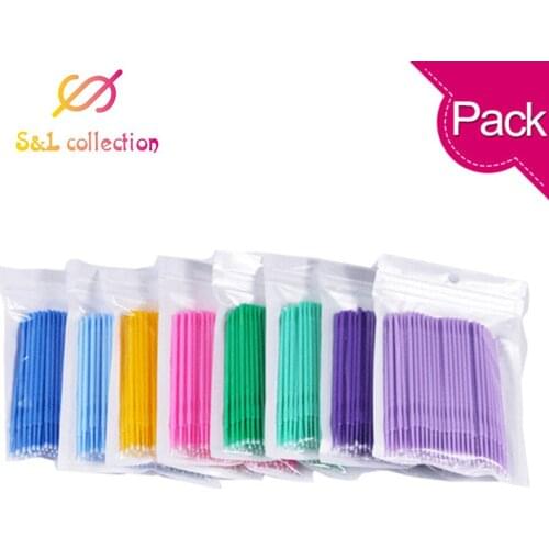 100pcs/pack S/M/L Lint Free Disposable Eyelash Extension Applicators Durable Mascara Removing Swab Micro Individual Makeup Brush