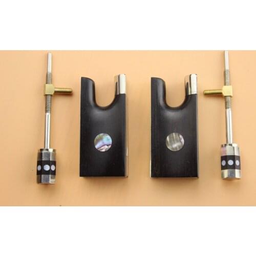 2 set top new 4/4 violin ebony frog with screw copper-nickel inlaid pisces eyes