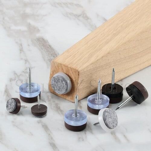 24 PCS Furniture Felts Protectors Legs Pads Grey & Brown Sofa Chair Table Legs Nonslip Silver Anti-skid Pads Nail Protectors