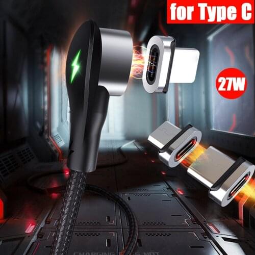 27W USB C Magnetic Charger Cable Magnet Type-C Cable Fast Charger Cord Alloy Mobile Phone Charging Wire for Xiaomi Mi 9 10 Redmi